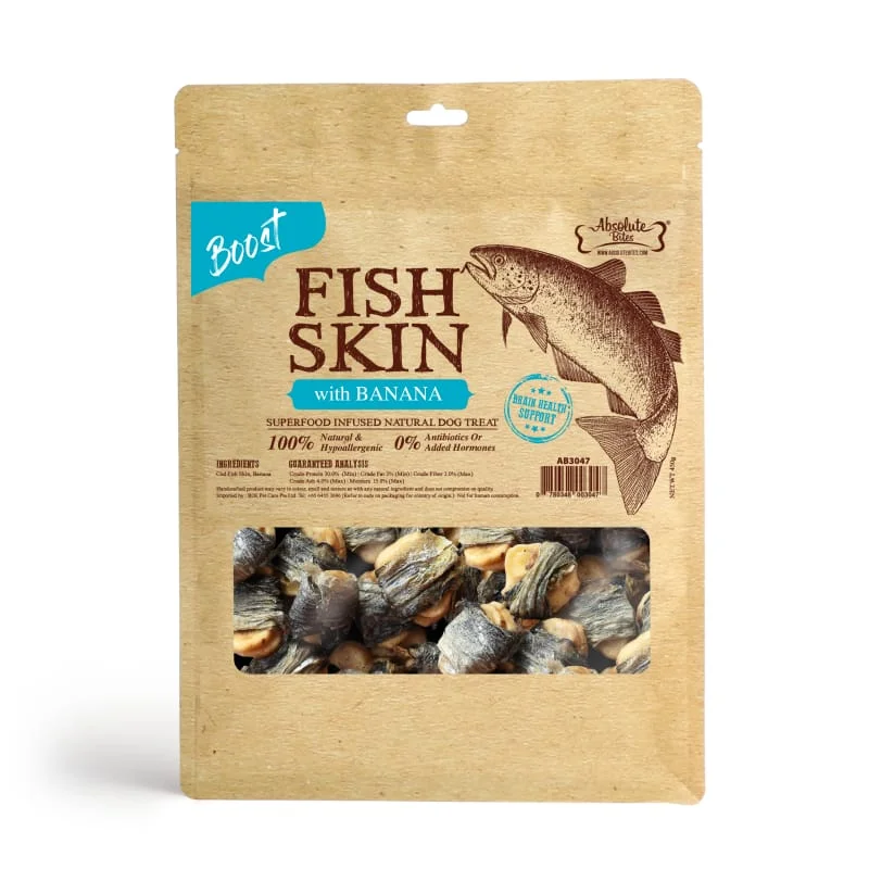 [34% OFF] Absolute Bites Fish Skin With Banana Air-Dried Dog Treats 450g