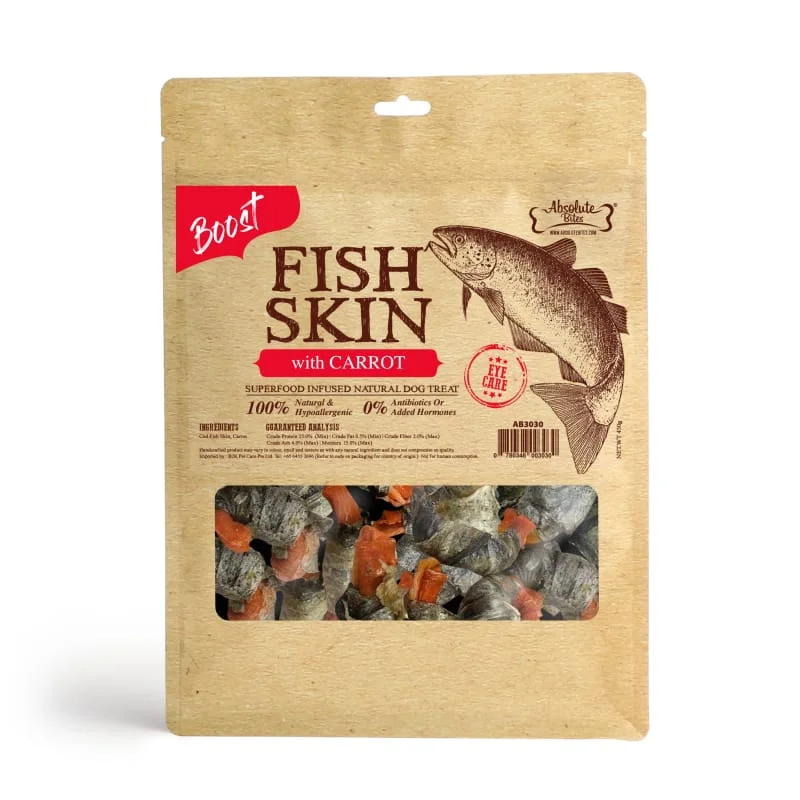 [34% OFF] Absolute Bites Fish Skin With Carrot Air-Dried Dog Treats 450g