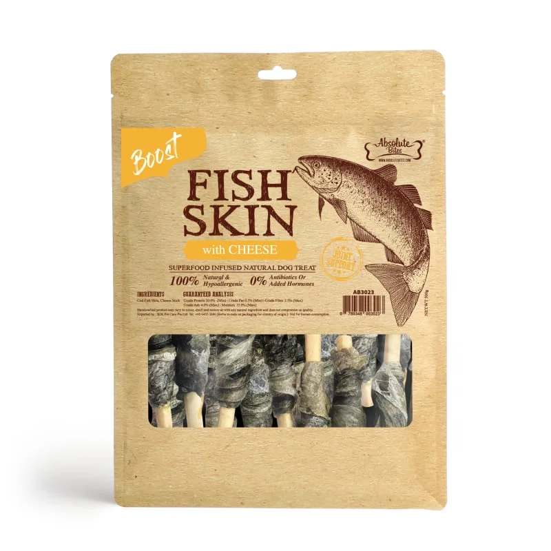 [34% OFF] Absolute Bites Fish Skin With Cheese Air-Dried Dog Treats 450g