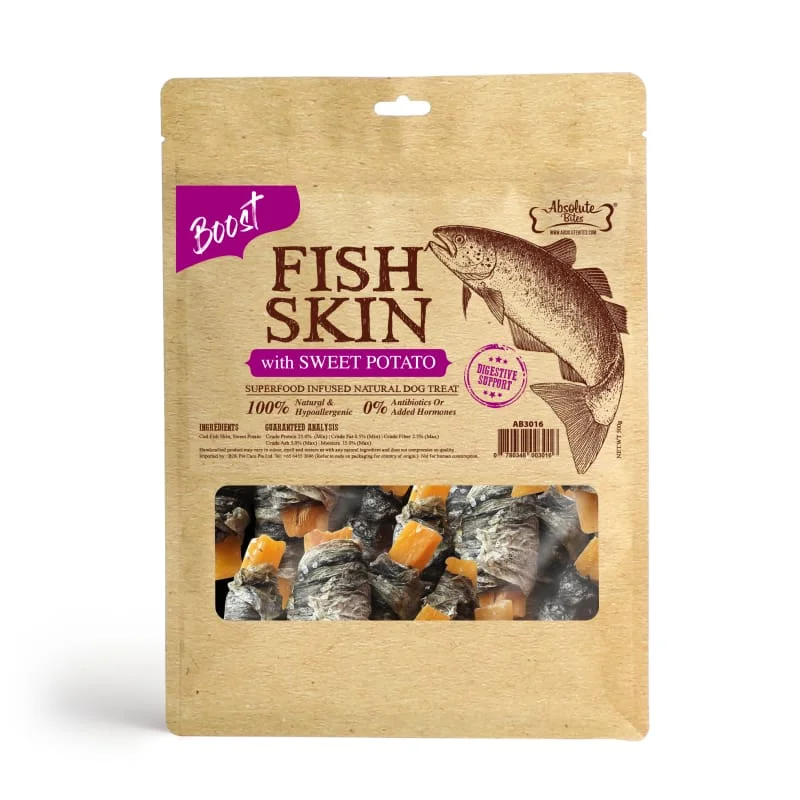 [34% OFF] Absolute Bites Fish Skin With Sweet Potato Air-Dried Dog Treats 450g