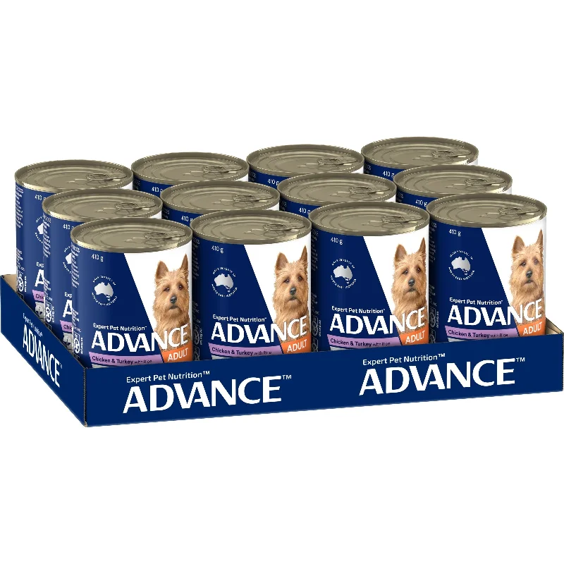 Advance Chicken and Turkey All Breed Adult Dog Wet Food 410g x 12