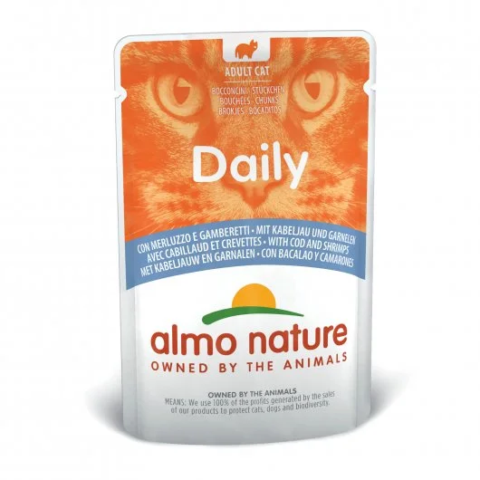 Almo Nature Daily Wet Cat Pouch With Cod And Shrimps