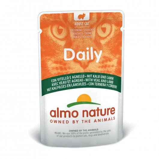 Almo Nature Daily Wet Cat Pouch With Veal And Lamb