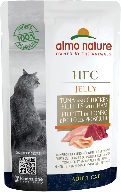 Almo Nature HFC Jelly Wet Cat Food in Pouch - Tuna, Chicken And Ham - 55g