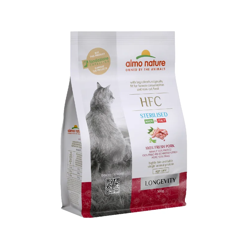 Almo Nature HFC Longevity Sterilized Dry Cat Food - 100% Fresh Pork