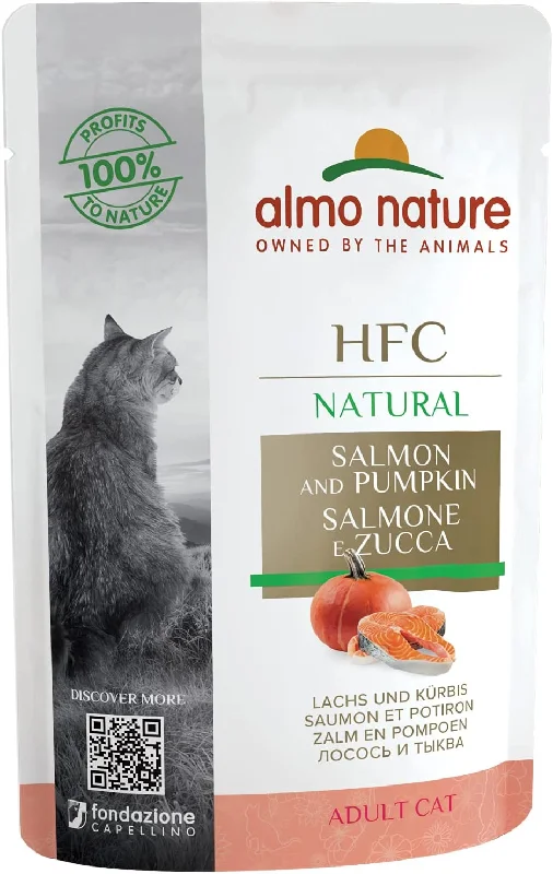 Almo Nature HFC Natural Wet Cat Food in Pouch - Salmon And Pumpkin - 55g