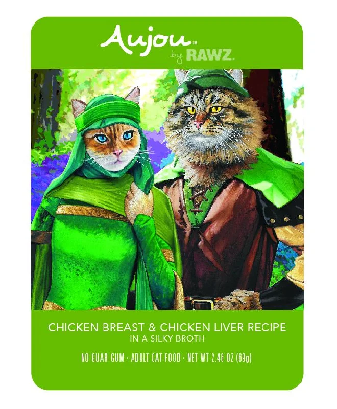 RAWZ Aujou Chicken Breast & Chicken Liver Cat Food 8 / 2.46 oz Pouches