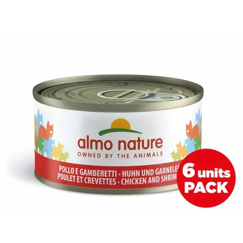 Almo Nature Mega Pack Wet Cat Food in Tins - Chicken And Shrimps - 6x70g