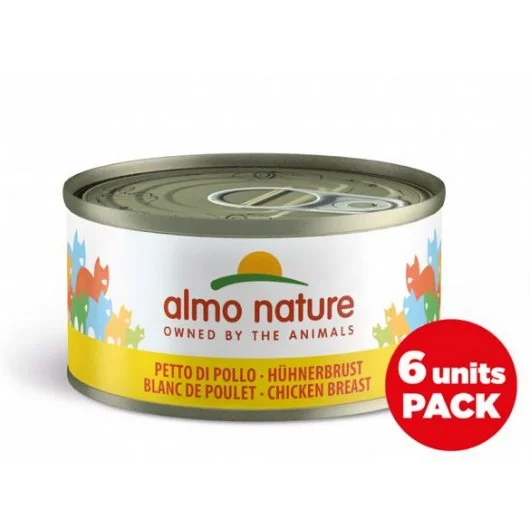 Almo Nature Mega Pack Wet Food Tins for Cats Chicken Breast 6 x 70g