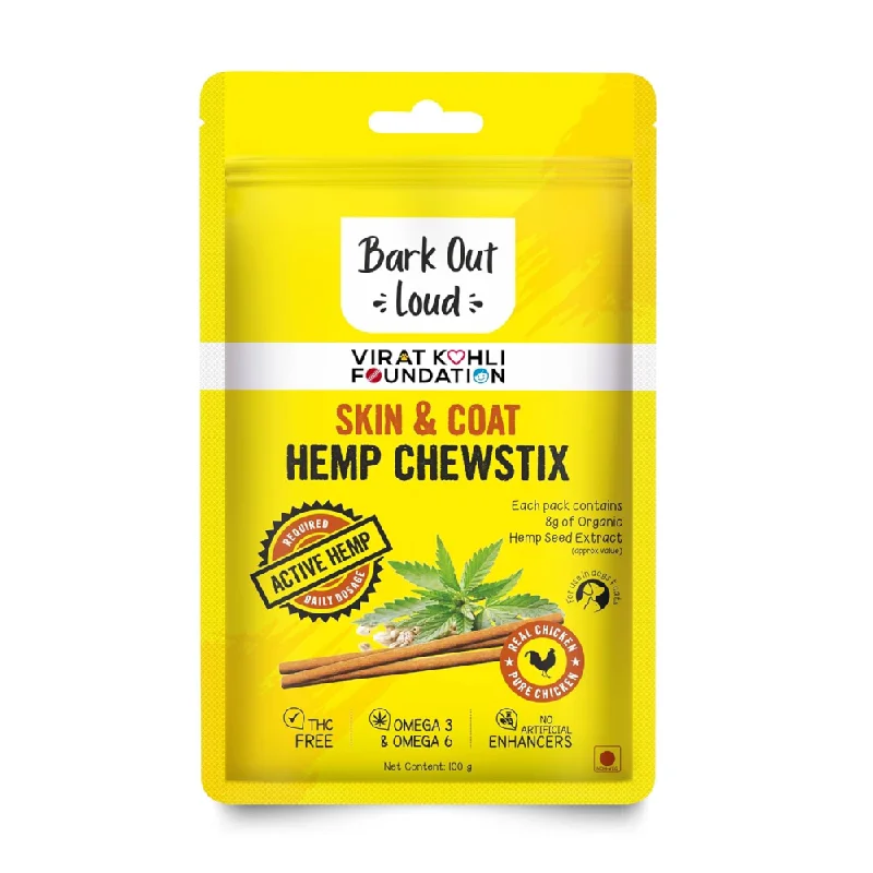 Bark Out Loud Skin & Coat Hemp Chew Stix for Dogs and Cats