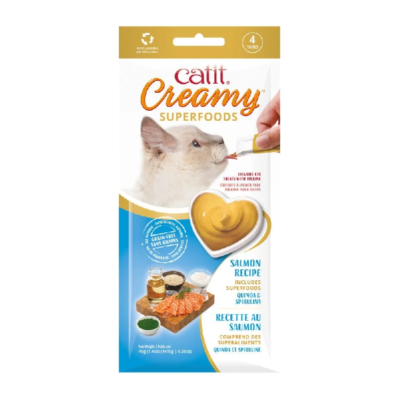 Catit Creamy Superfoods Cat Treats - 4 Pack - Salmon with Quinoa and Spirulina