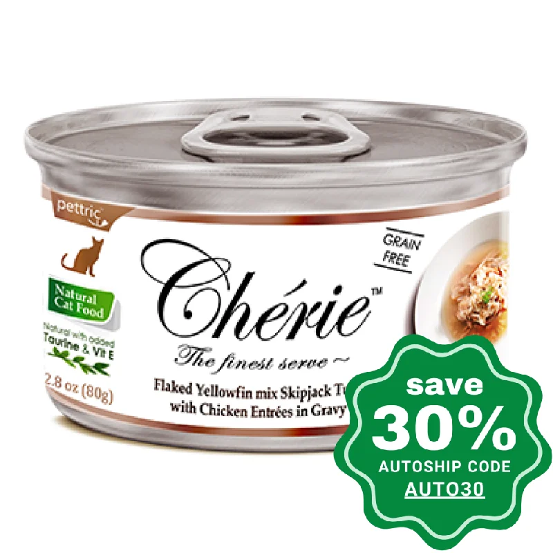 Cherie - Flaked Yellowfin mix Skipjack Tuna with Chicken Entrees in Gravy - 80G  (min. 4 Cans)