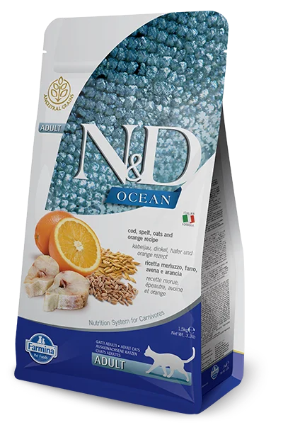 Farmina Natural & Delicious Ocean Ancestral Grain Codfish & Orange Adult Cat Food