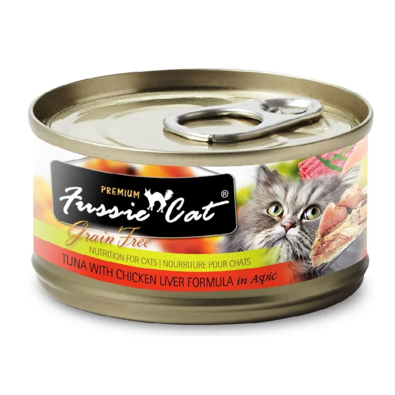 Fussie Cat Premium Grain Free Tuna with Chicken Liver in Aspic Canned Cat Food