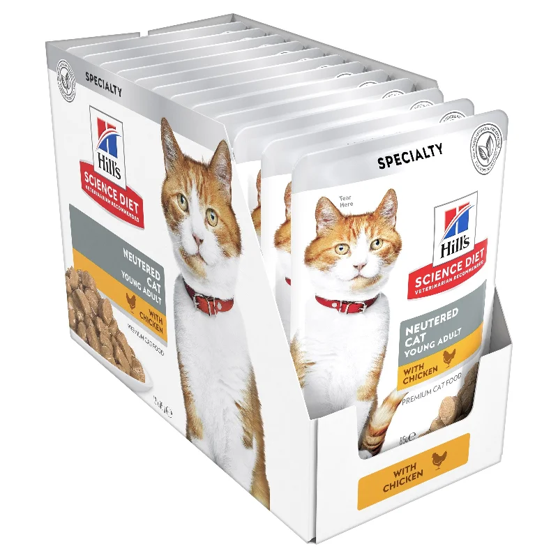 Hills Science Diet Young Adult Neutered Chicken Cat Food Pouches 85g x 12