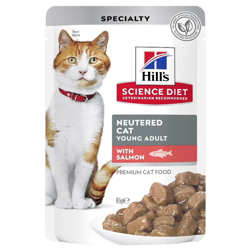 Hills Science Diet Young Adult Neutered Salmon Cat Food Pouches 85g