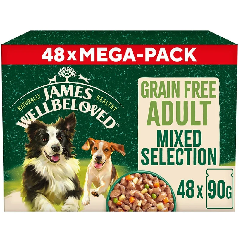 James Wellbeloved Grain Free Adult Wet Dog Food Variety Pack Pouch 48 x 90g