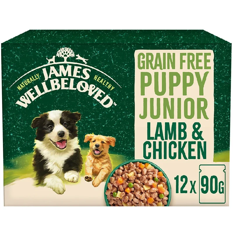 James Wellbeloved Grain Free Puppy Lamb and Chicken  Gravy Pouch 12x90g