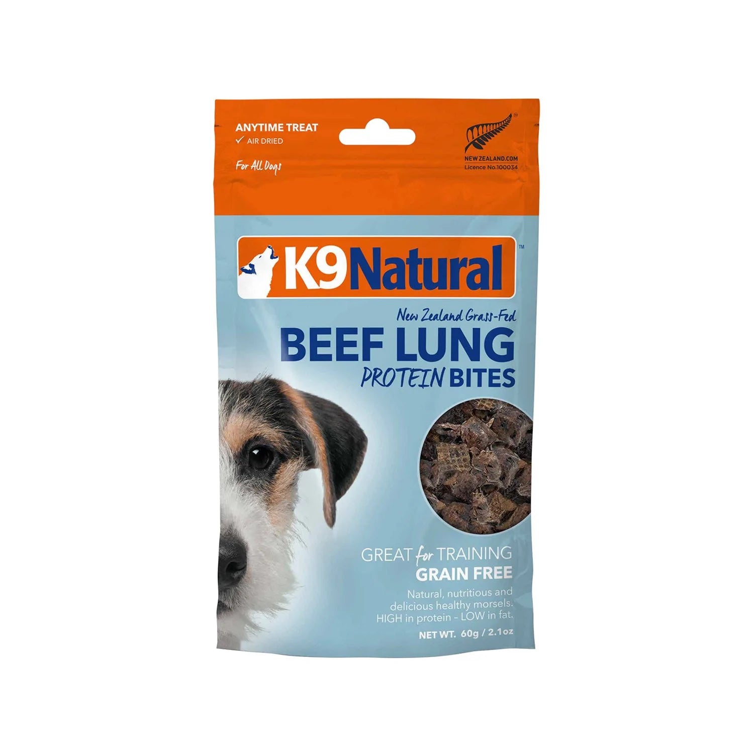 K9 Natural Dog Treats Air Dried Beef Lung Protein Bites 60G