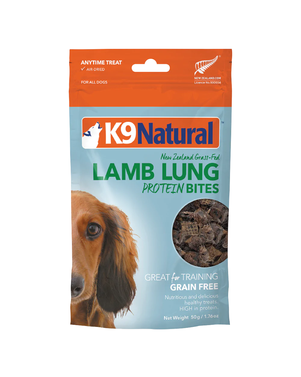 K9 Natural Dog Treats Air Dried Lamb Lung Protein Bites 50G