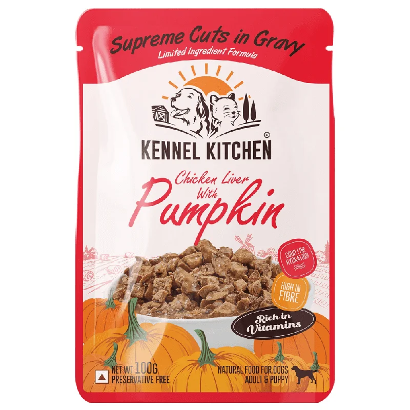 Kennel Kitchen Supreme Cuts in Gravy Chicken Liver Recipe with Pumpkin Puppy & Adult Dog Wet Food (All Life Stage)