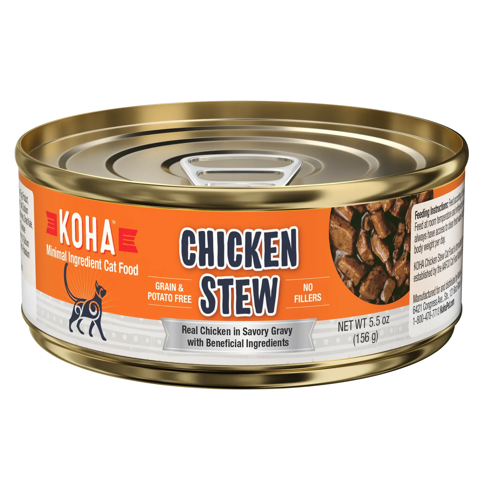 KOHA Minimal Ingredient Chicken Stew Wet Cat Food 5.5 oz Case of 24