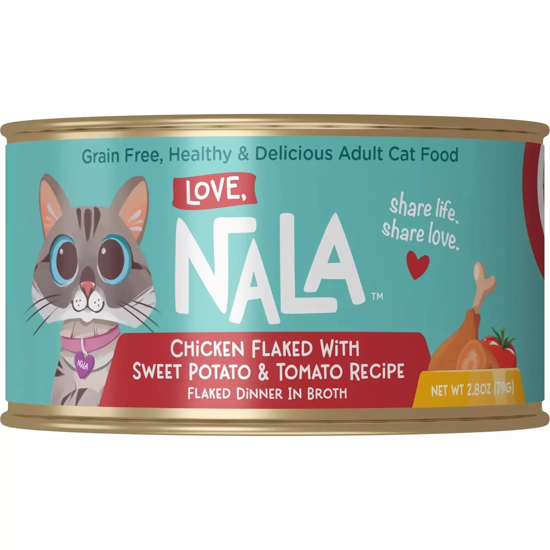 Love, Nala Chicken Flaked with Sweet Potato & Tomato Recipe in Broth Cat Food 2.8oz case of 12