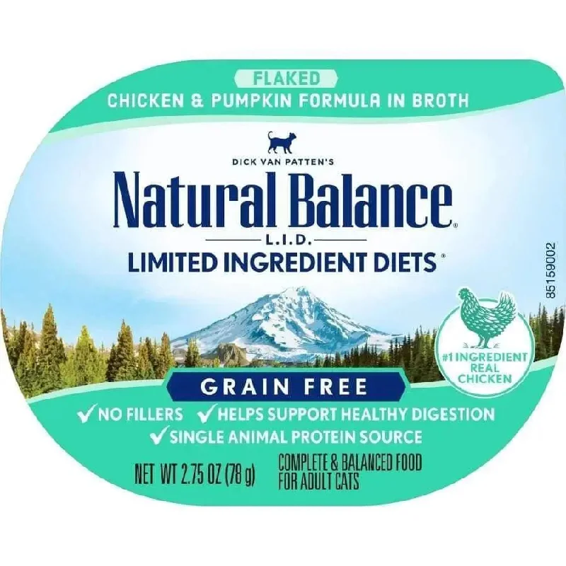 Natural Balance Pet Foods L.I.D. Chicken & Pumpkin Formula in Broth Cat Wet Food 24ea/2.75 oz, 24 pk