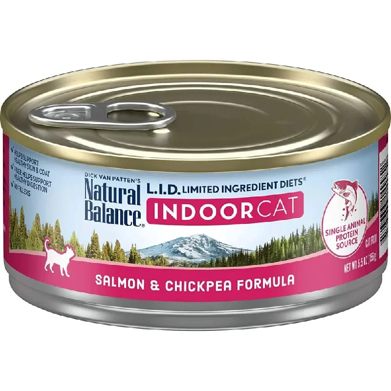 Natural Balance Pet Foods L.I.D. Indoor Salmon & Chickpea Wet Cat Food 24ea/5.5 oz