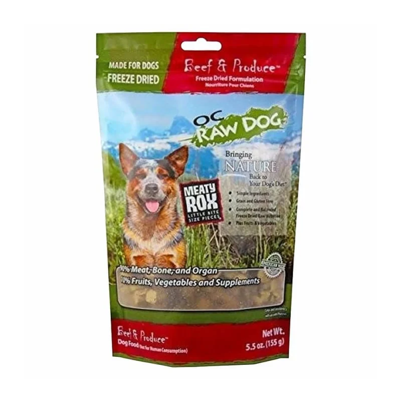 [3 FOR $54] OC Raw Dog Meaty Rox Beef & Produce Freeze Dried Meal Mixers / Toppers for Dog 5.5oz