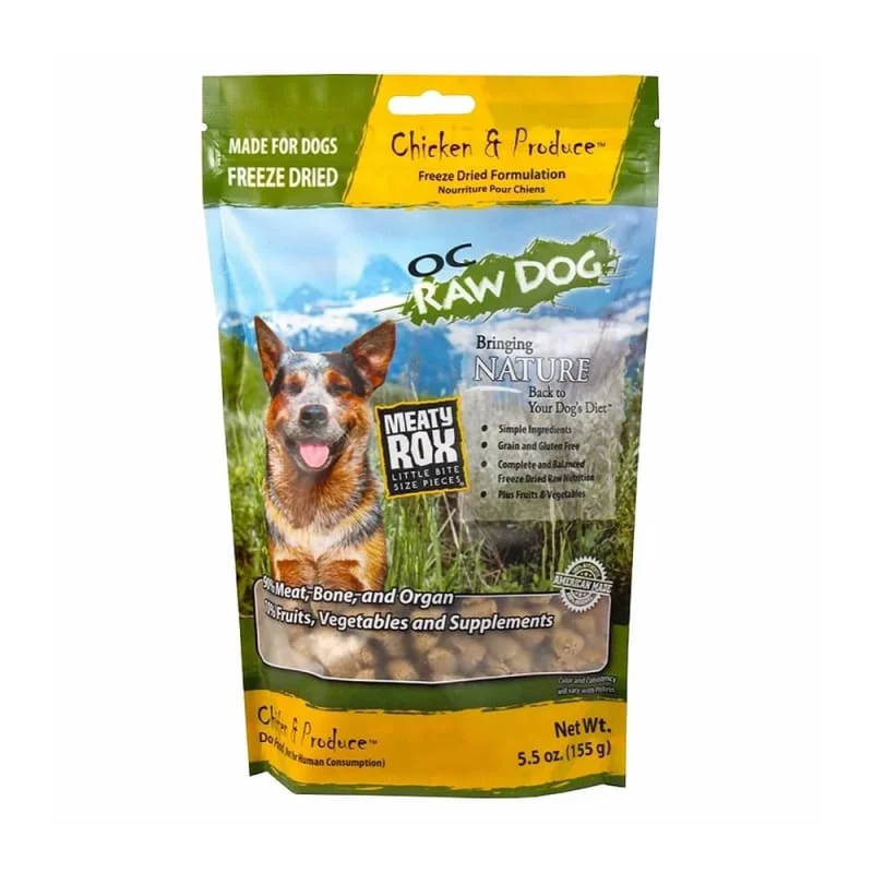 [3 FOR $54] OC Raw Dog Meaty Rox Chicken & Produce Freeze Dried Meal Mixers / Toppers for Dog 5.5oz