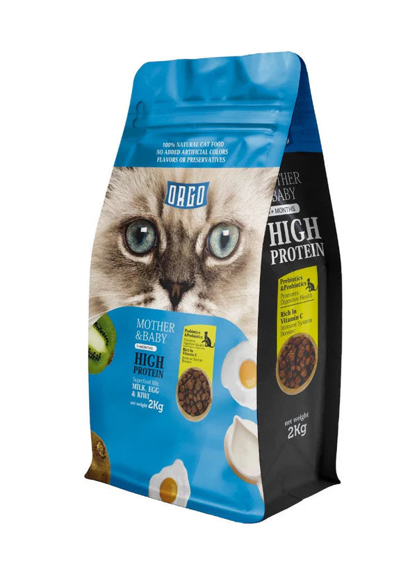 Orgo Mother & Baby Cat Dryfood with Milk, Egg & Kiwi