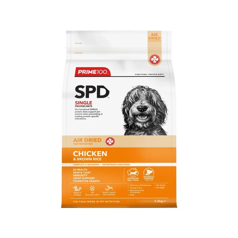 Prime100 SPD Air Dried Chicken and Brown Rice Dry Dog Food 2.2KG