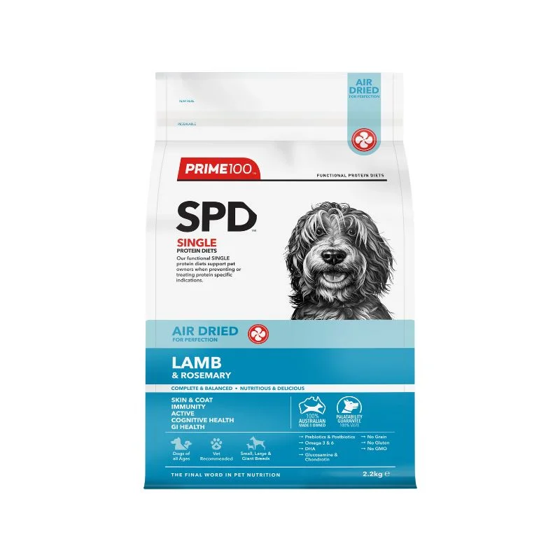 Prime100 SPD Air Dried Lamb & Rosemary Dry Dog Food 2.2KG