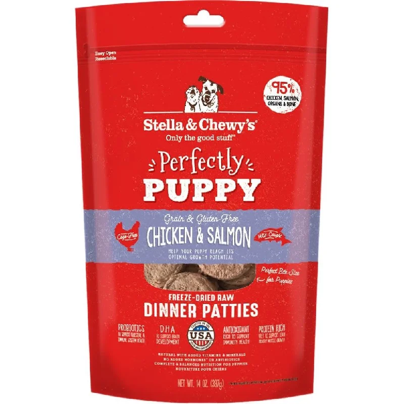 Stella & Chewy's Perfectly Puppy Chicken & Salmon Dinner Patties Grain-Free Freeze-Dried Raw Dog Food (Exp Sep 24)