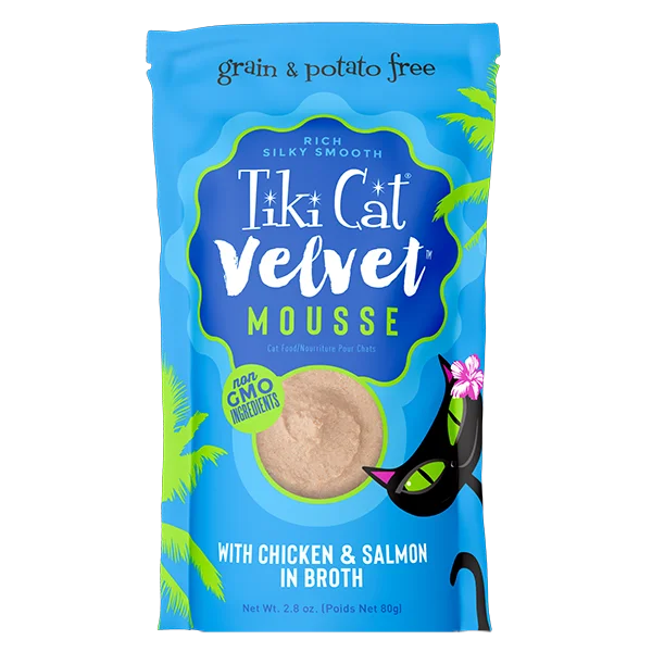 Tiki Cat Velvet Mousse Grain Free Chicken and Wild Salmon Cat Food - 2.8 oz. Pouch