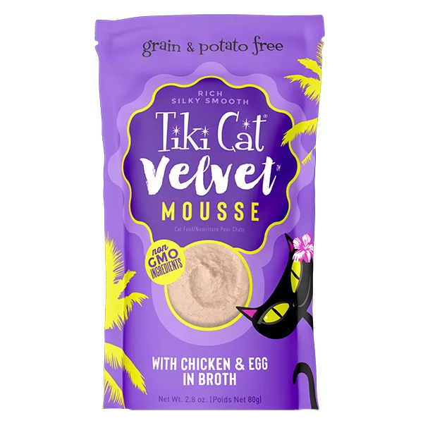 Tiki Cat Velvet Mousse Grain Free Chicken with Egg Cat Food - 2.8 oz. Pouch