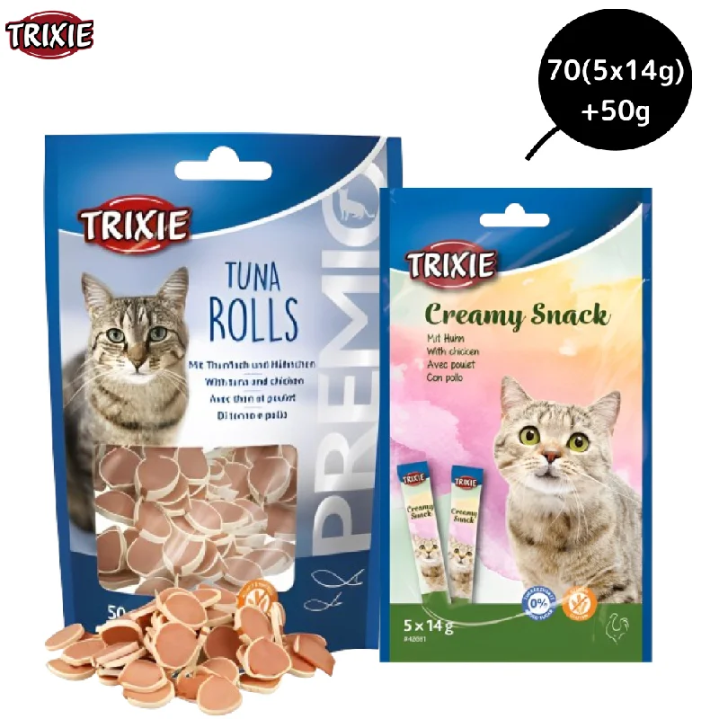 Trixie Premio Tuna Rolls and Chicken Creamy Cat Treat Combo