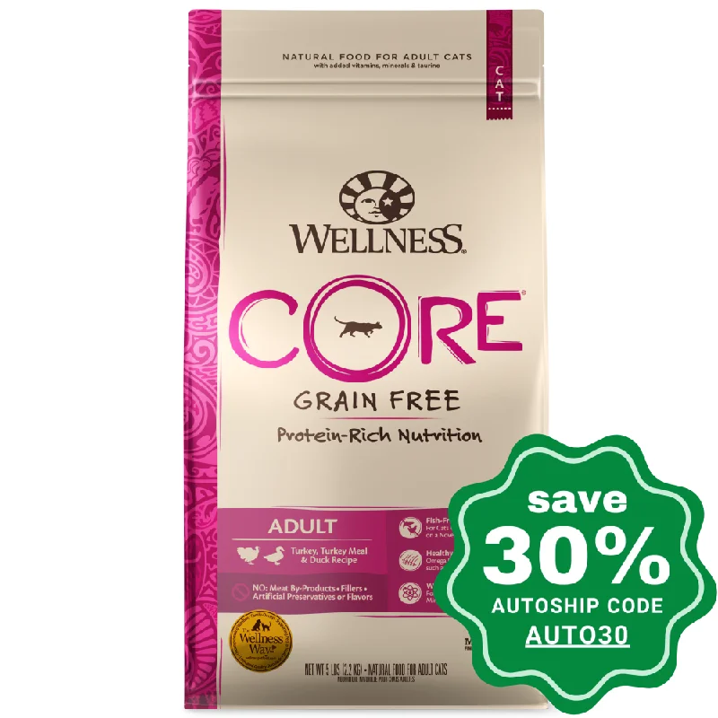 Wellness - CORE - Grain Free Dry Cat Food - Adult Turkey, Turkey Meal & Duck - 11LB