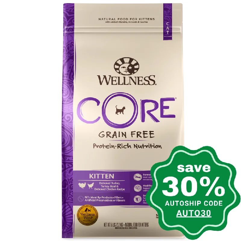 Wellness - CORE - Grain Free Dry Cat Food - Kitten Deboned Turkey, Turkey Meal & Deboned Chicken - 5LB