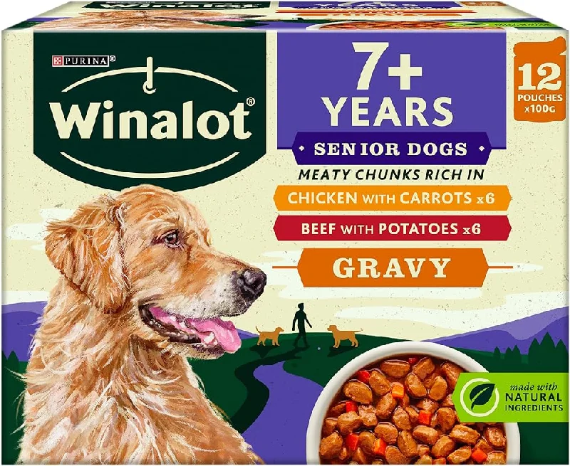 Winalot Senior Mixed in Gravy Wet Dog Food Pouches 12x100g (Pack of 4)