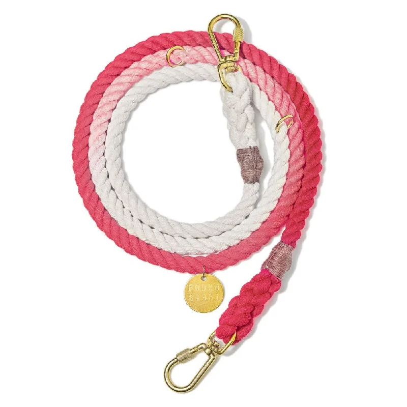 Coral Ombre Cotton Rope Dog Leash, Adjustable