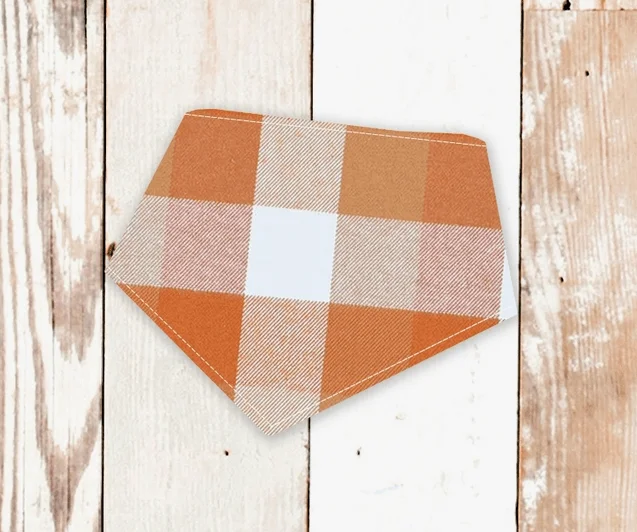 Orange Buffalo Plaid Flannel Dog Bandana