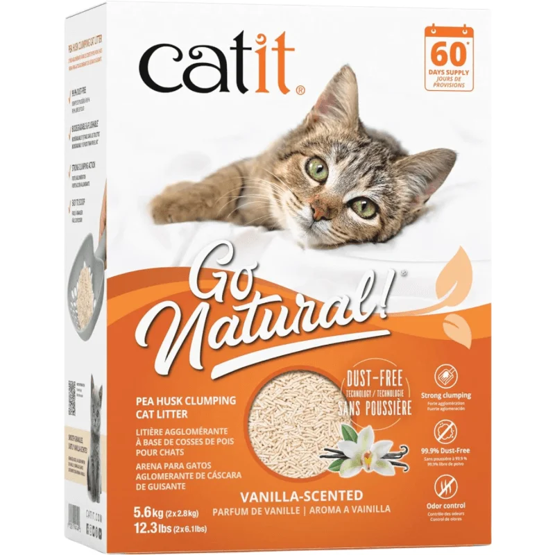 Go Natural Pea Husk Clumping Cat Litter, Vanilla-Scented, 5.6 kg