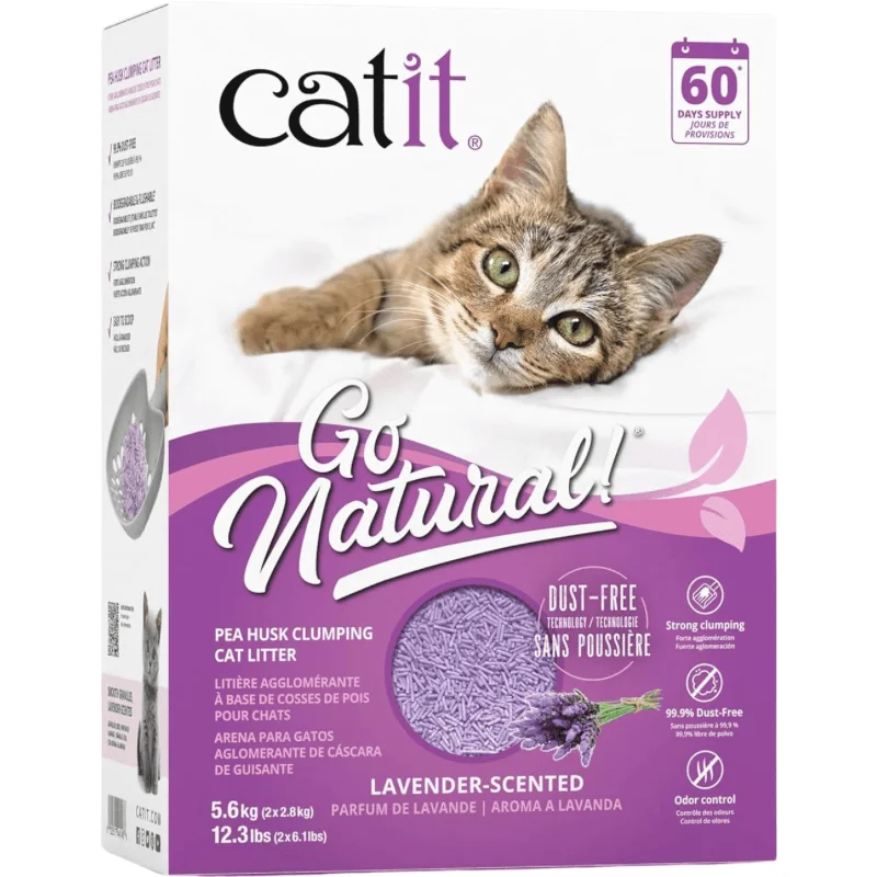 Go Natural Pea Husk Clumping Cat Litter, Lavender-Scented, 5.6 kg